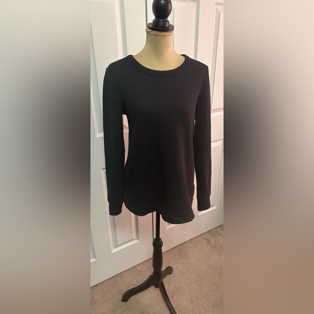 L.L. Bean Black Long Sleeve Waffle Tee